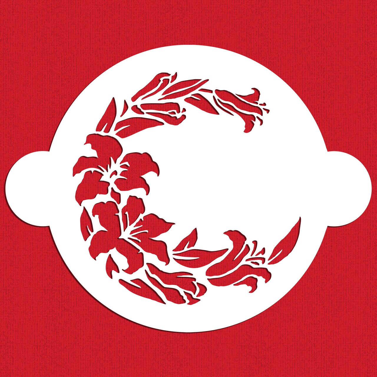 Lily Round Cake Stencil | C302 by Designer Stencils | Cake Decorating Tools | Baking Stencils for Royal Icing, Airbrush, Dusting Powder | Reusable Plastic Food Grade Stencil for Cakes | Easy to Use & Clean Cake Stencil